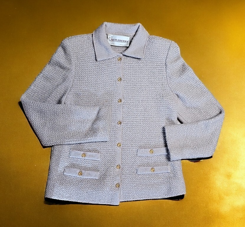 00's vintage CASTLEBERRY ヘリンボーンカーディガン