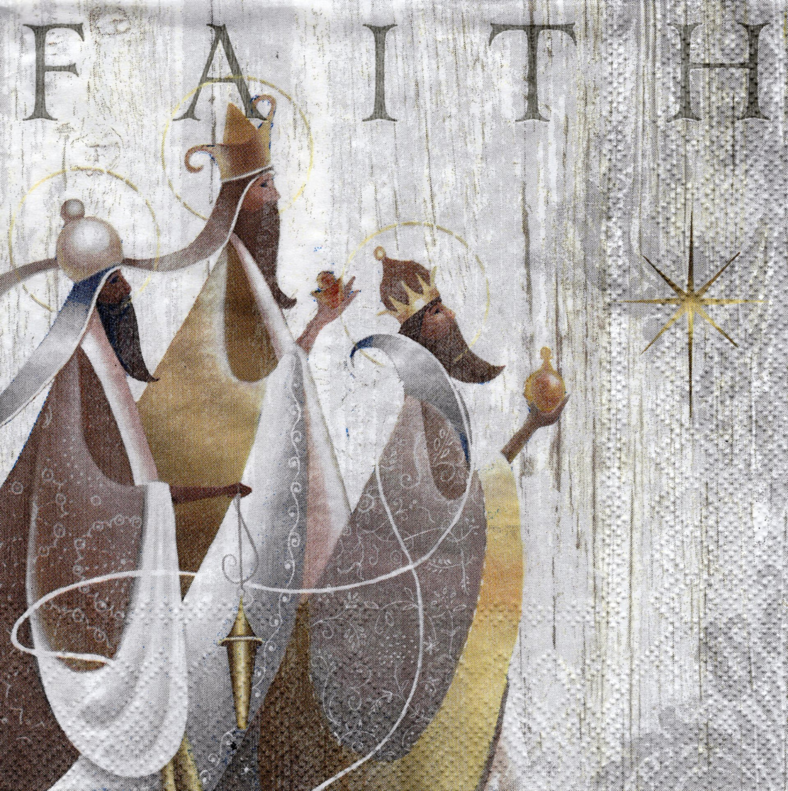 3 Servietten ~ Heilige Weihnachten, Drei heilige Könige mit Geschenken ~ 33x33