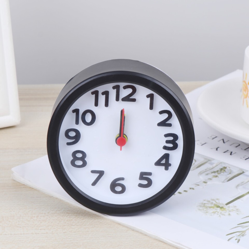 Simple Round Plastic Alarm Clock Small Desktop Clock Luminous Hour and ...