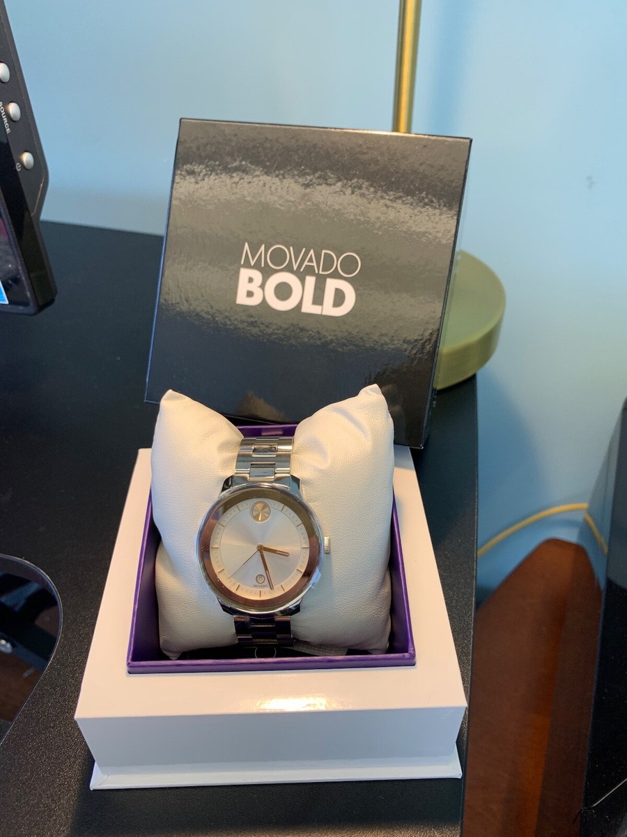 NEW IN BOX Movado BOLD Women’s Bold Verso Swiss Silver Watch Movado Bold Verso S Watch with Gray Stainless Steel Dial and  main image 4