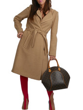 Etcetera Beige Wool Belted Midi Slim Coat Size 4
