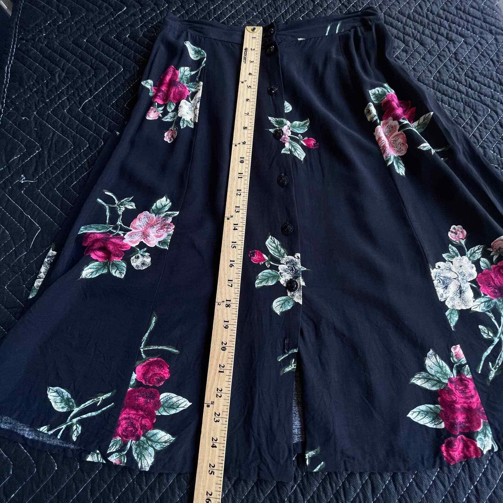 Jessica Scott Skirt Womens Medium Black Floral Ro… - image 8