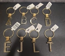 Capital Letter Keychain Gold Tone - Letters A B C D E J L T