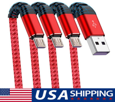4Pack Heavy Duty Micro Fast Charger Data Cable Cord For Samsung Android LG lot