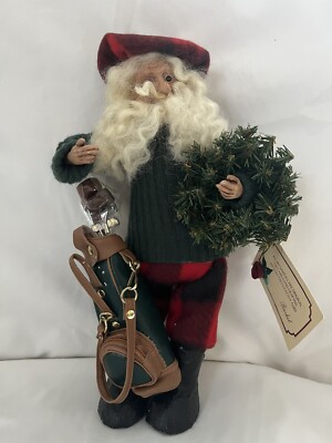 Handcrafted Golf Santa Claus Figure 12 1/2'' tall Christmas Decor Made by Rachel