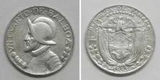 X2552  1933 PANAMA 1/4 Silver Balboa, KM 11.1