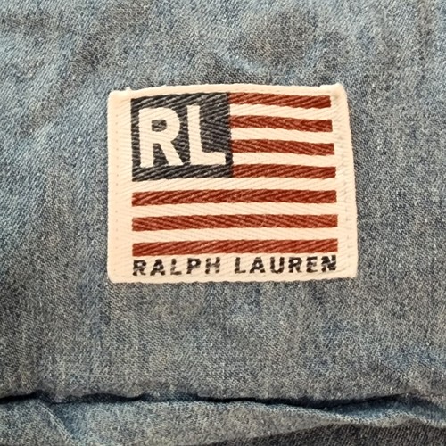 Vintage RALPH LAUREN Denim COMFORTER QUEEN Windward Flag Blue Chambray 86x90 - Picture 9 of 10