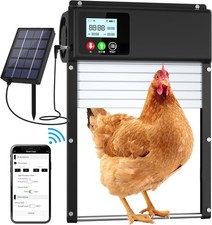 Solar Chicken Coop Door Auto Opener, WiFi App Remote Control, Timer, Anti-Pinch