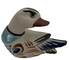 Vintage Mexico Tonala Pottery Bird Hand Painted Ceramic Folk Art