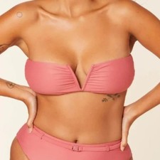 Andie Swim Bikini Top Size S Punch Pink The Scala Bandeau Pool Beach Resortwear