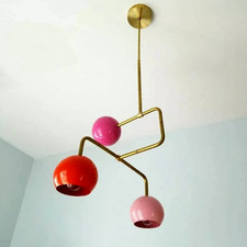 Mid Century Modern Brass Pendant Light Italian Style Color Globe Chandelier