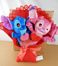 Disney Stitch and Angel Plush Bouquet Valentine's Day Red Heart Gift 14"