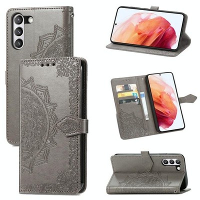 Für Samsung Galaxy S21 FE Halfway Mandala Goffing Pattern Leder Case Flip Ori
