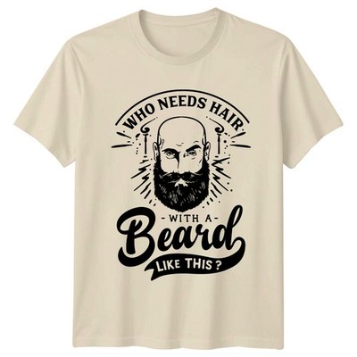 Wer braucht Haare mit Herren T-Shirt Glatze Humor Bart Vatertag Geschenk für Ihn