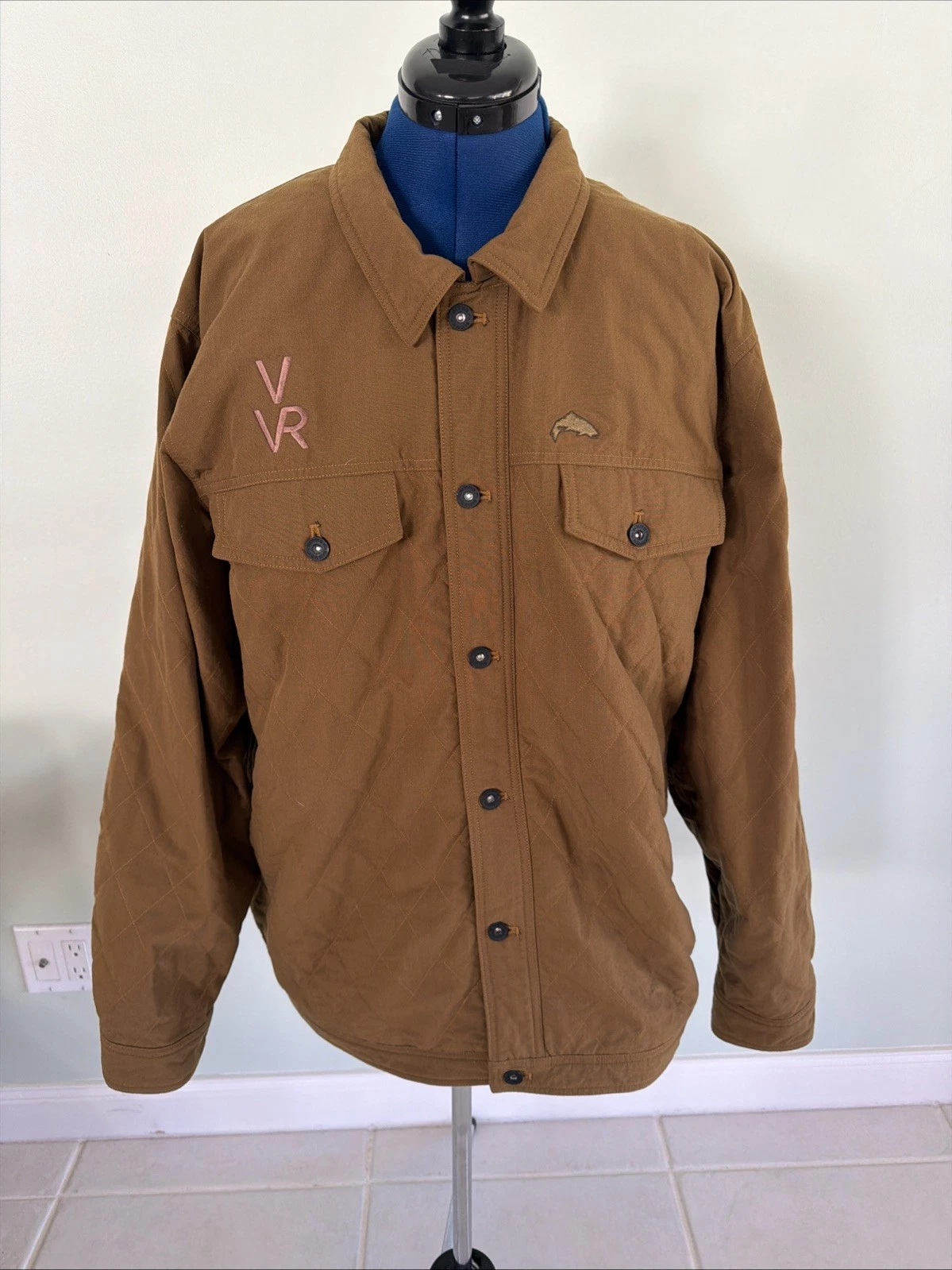 Simms Cordura Fishing/Outdoor Jacket XL Brown Durable Chest Pocket Men's Shacket