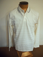Ted Baker Cotton Blend Popcorn Stripe Long Sleeve Polo Shirt NWT S 165 White