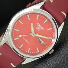 JAPAN VINTAGE REFURBISHED SEIKO 5 AUTOMATIC 6309A MENS RED DIAL WATCH a701711-1