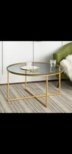 Leverette Modern Glass Top Round Coffe/Tea Table 90cm