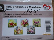 Je 5x Motiv-Grußkarten "Blumenr"und Umschläge, Packung geteilt, mit OVP