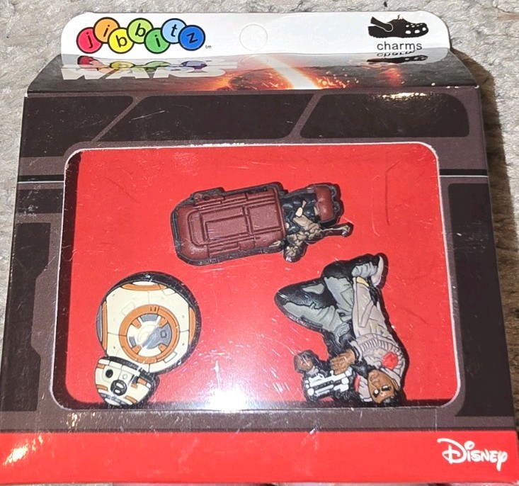 Crocs Jibbitz - Disney Star Wars Astromech Droid 3 Pack AUTHENTIC BB8, Rey   NIB