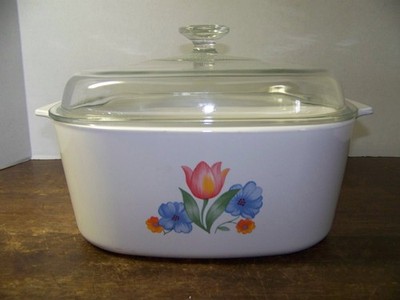 Rare Corningware A-5-B Casserole Fresh Cut Tulip 5 Litter Dutch Oven & Dome Lid