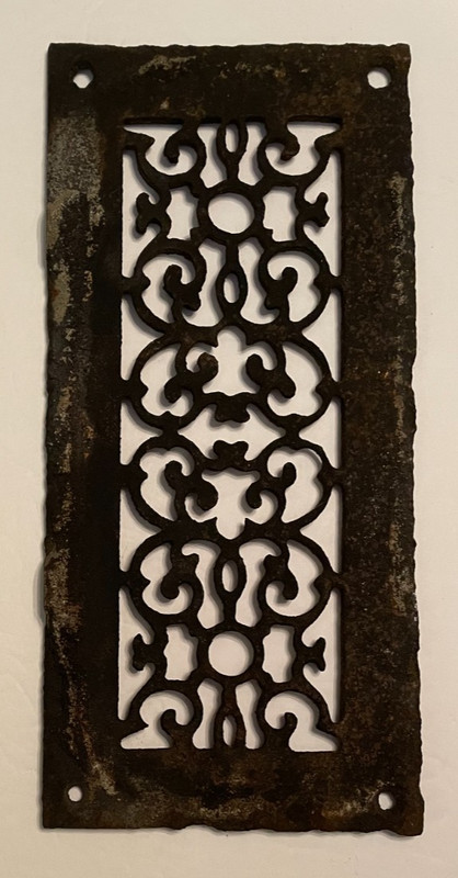 Antique Victorian Cast Iron Floor Vent Register Grate Wall Heat 5 3/8 x 11 5/8