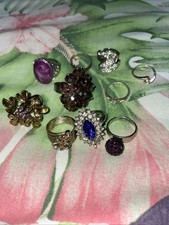 Job Lot of Rings Vintage Bling Etc 10 of Them All Different Odd Stone’s Missing