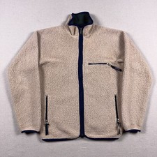 Vtg Patagonia Retro Pile Cardigan Mens Small Oatmeal Mesh Liner Made in USA