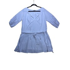 Storia Tunic Dress Women Medium White Cotton Pleated Boho JD1940