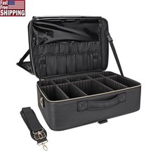 Extra Large Makeup Bag Travel Cosmetic Case Brush Organizer Waterproof Leather