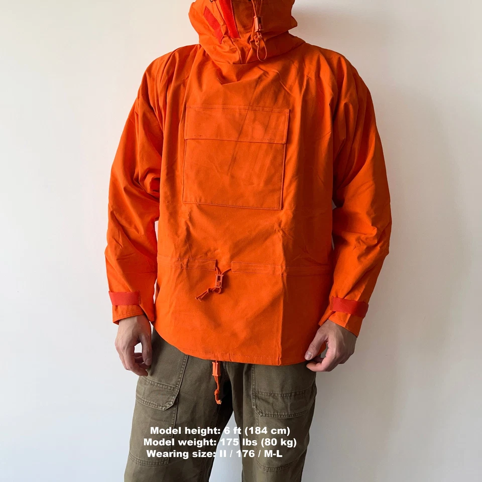 80s Vintage German Army NBC Chemical Protective Orange Mountain Smock Jacket M-L - Image 4 of 4