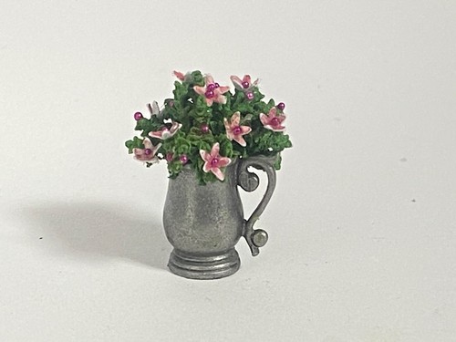 OOAK Artisan Succulent Arrangement Vintage Pewter Stein Dollhouse Mini 1:12 - Picture 8 of 18