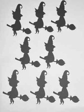 8 Flying Witch Die Cut Silhouette Scrapbook Embellishment Halloween