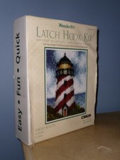 VTG LATCH HOOK KIT LIGHTHOUSE SAILOR'S BEACON: CARON WONDER ART 4107 15" x 20"