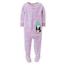 NWT Girls 4 CARTER'S Striped Fleece Footed Blanket Sleeper Pajamas PENGUIN