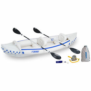Sea Eagle 370 Deluxe 3 Person Inflatable Portable Sport Kayak Canoe w/ Paddles - Click1Get2 Black Friday
