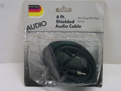 NEW! DUR-ABLE 6' LONG SHIELDED AUDIO CABLE, RCA PLUG to RCA PLUG, B5132