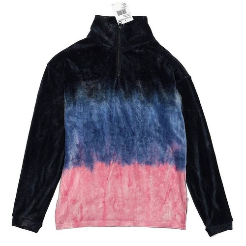 FRESHMAN Fleece Jacket Small (Youth) Black Blue Pink Tie Dye Pattern Pullover