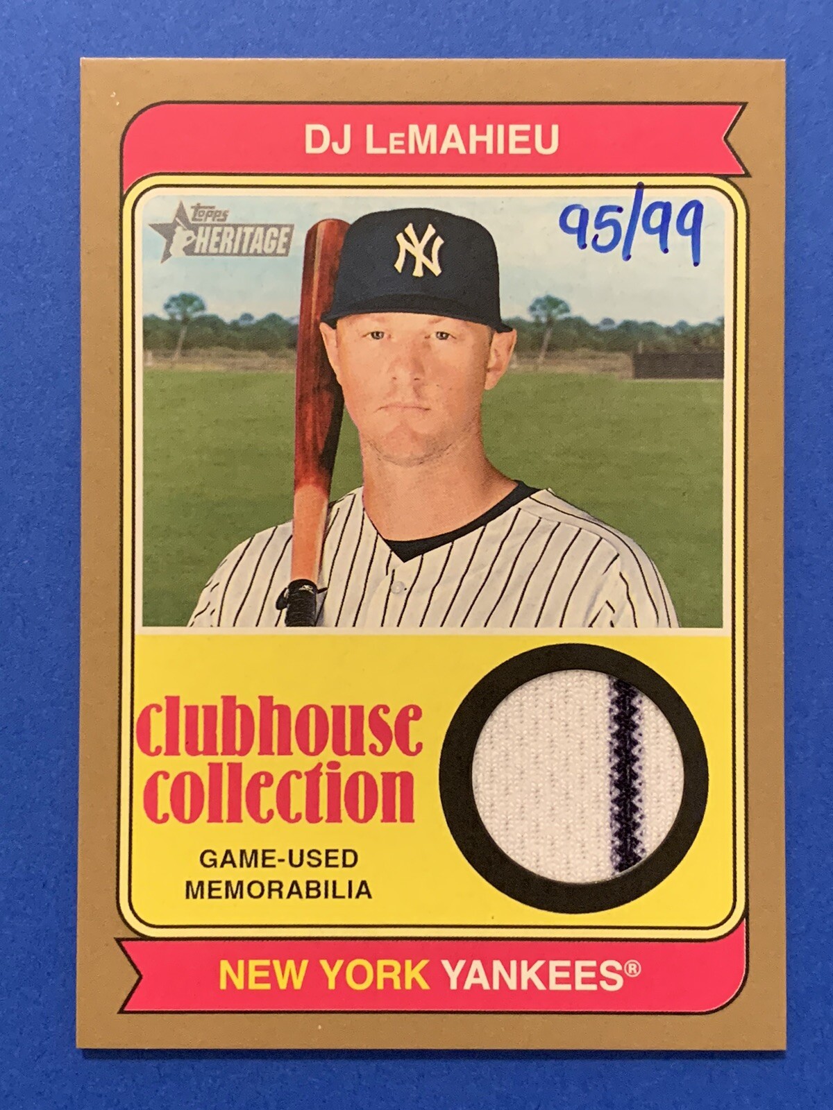 2023 Topps Heritage - Clubhouse Collection Relics D.J. LeMahieu #CCR-DL Gold /99 (MEM)
