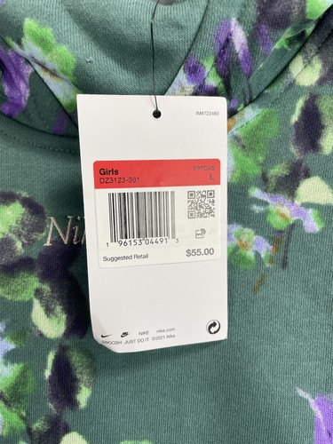 Nike Girls Sz Large Floral Hooded Sweatshirt Pockets BNWT - Picture 3 of 5