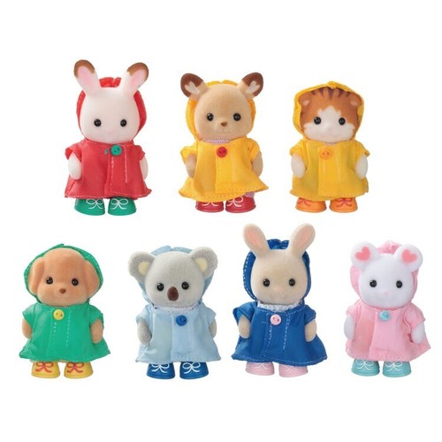 Sylvanian Families Impermeable Feliz Conjunto Bebé Calico Critters Bebé Muñeca - Imagen 6 de 7