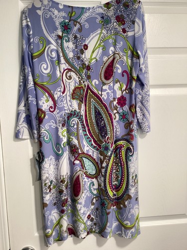 London Times Womens Dress Groovy s Style Retro Floral Look Size 12 Stretchy NWT - Picture 7 of 10