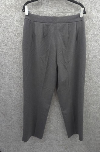 Eddie Bauer Career Trouser Pants Womens 12 Wide Leg High Rise Gray Poly Wool - Picture 2 of 12