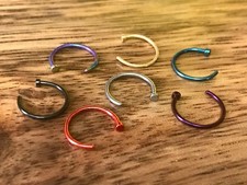 7pc Value Pack Nose Hoops Rings Surgical Steel 7 colors - choose your size 