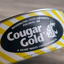 Vtg WSU Creamery Cougar Gold Award Winning White Cheddar Empty Tin Washington 