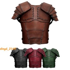 Medieval Knight PU Leather Viking Armor Guard Vest Cosplay Costume Protect Chest