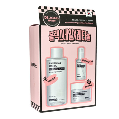 [GGANBUBOX 1982] Black Snail Retinol De-Aging Skin Care 3 Step Set - 1set