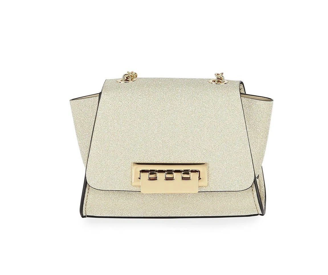 ZAC ZAC POSEN EARTHA MINI GLITTERED CHAIN CROSSBODY BAG IN GOLD