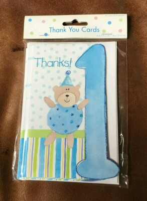 Glitterwrap 4 x 6'' Thank you Notes for 1 Year Party  8 Count *
