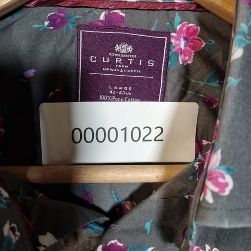 Hawes & Curtis Men's Shirt Large Gray Floral Slim Fit Button-Up Long Sleeve - Picture 9 of 9